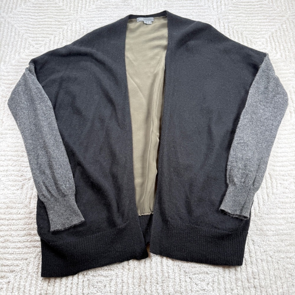 Vince Cardigan Women's S Black Silk Back Wool Cashmere Alpaca Mixed Media Luxury